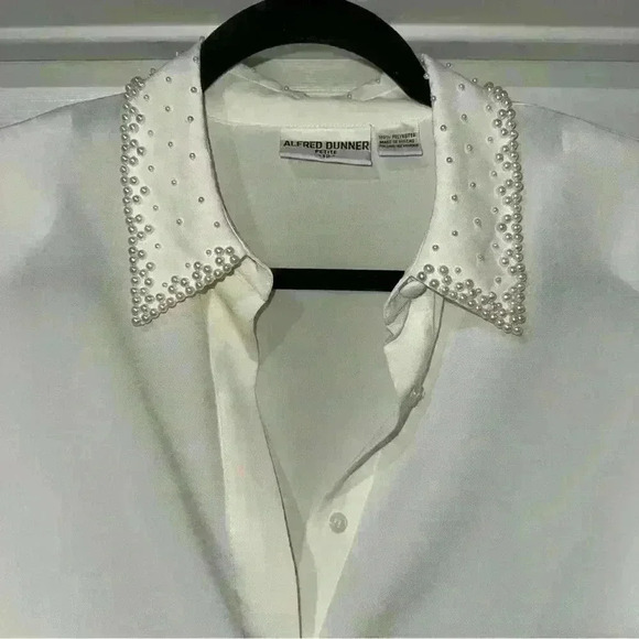 Alfred Dunner pearl embellished collared blouse size 12 petite - Picture 1 of 8